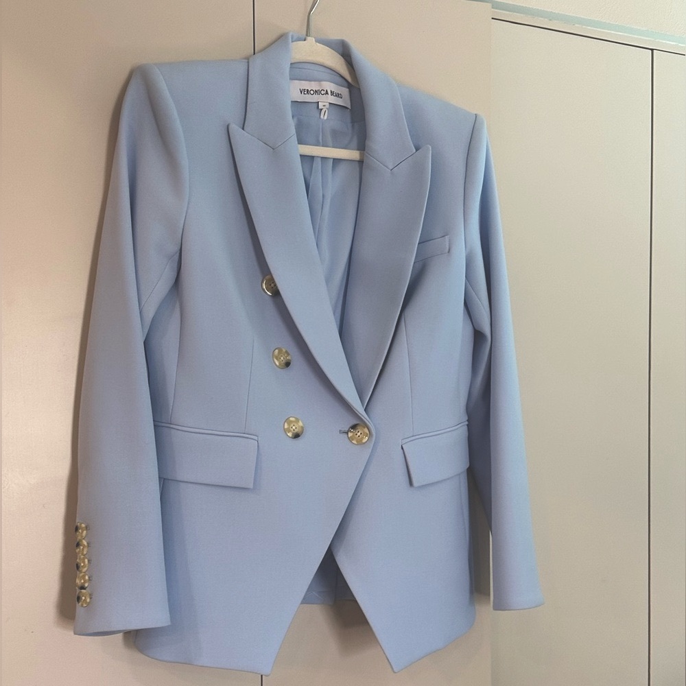 Veronica Beard Blue Double-Breasted Blazer